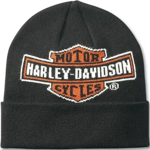 Harley-Davidson Men's Timeless Bar & Shield Logo Embroidered Cuffed Beanie Hat Black