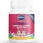 Milkaid Junior Lactase Enzyme Chewable Tablets for Lactose Intolerance Relief | Prevents Gas, Bloating, Diarrhea in Children| Fast Acting Dairy Diges