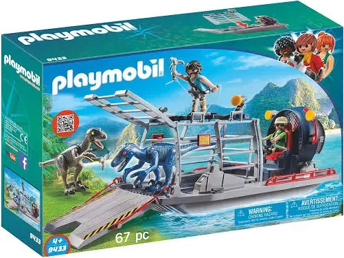 Playmobil Dinosaur Boat Capture 9433 Raptor Figures Poaching Action Watercraft 