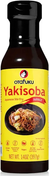 Otafuku Yakisoba Sauce for Japanese Stir Fry Noodles, Gluten-Free & Vegan Yakisoba Sauce Authentic Umami Flavor - No Artificial Flavors, Colors or Preservatives (14 Oz)