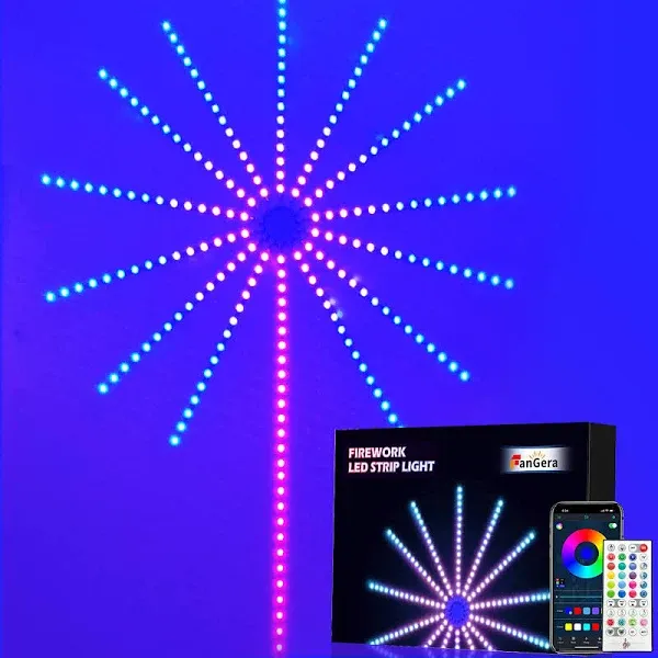 Smart Firework LED Lights, Music Sync LED Lights for Bedroom, Dream Color Changing Party Lights with 14pcs LED Strip Lights, App and Remote Control Christmas Lights Indoor for Room Decor