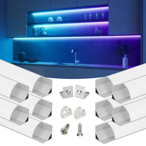 Muzata 6-Pack 3.3ft/1Meter V Shape LED Aluminum Channel System