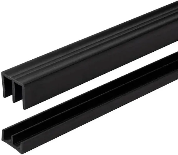 4 Pack Black Plastic Sliding Door Track Set for 1/4" Thick Panels - Sliding Glass, Cabinet, and Window Track, Easy Installation, USA Made, (3 Ft. Long) by Outwater