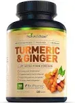 Turmeric and Ginger Supplement - Turmeric Curcumin Pills - with Apple Cider Vinegar & Bioperine Black Pepper - 95% Curcuminoids -120 Capsules