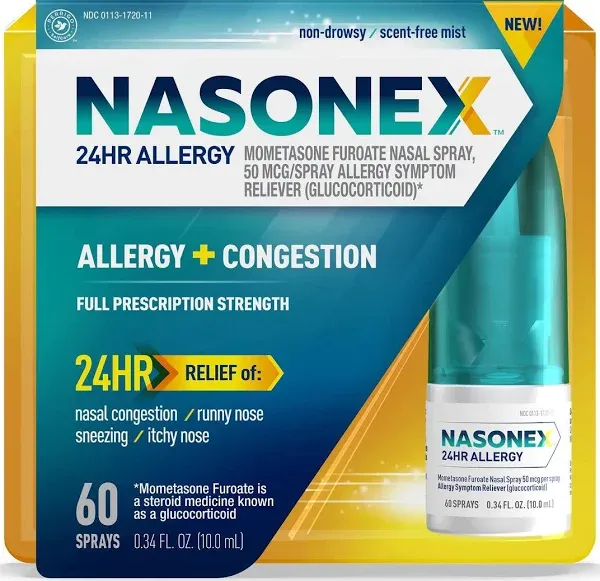 24HR Allergy Nasal Spray, 24 Hour Non Drowsy Allergy Medicine, 120 Spra