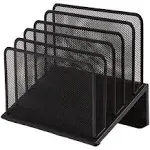 1InTheOffice Metal Mesh File Organizer Black Wire Mesh 5 Section Incline Sorter Black Finish