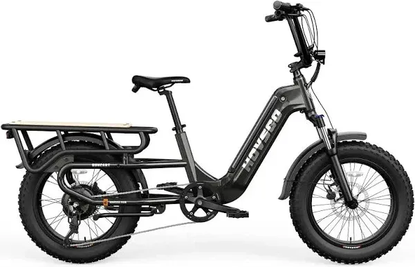 Electric Utility Bike, Hovsco HovCart 20" Fat Tire Cargo Ebike, Grey