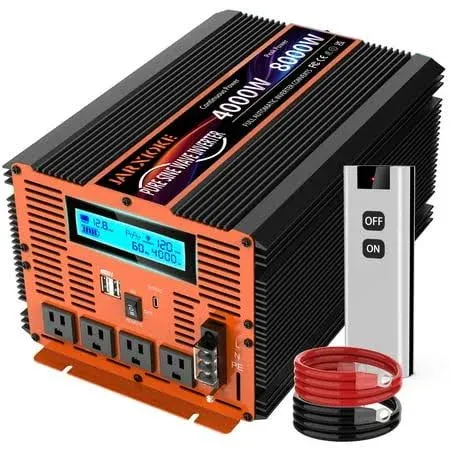 4000 Watt Pure Sine Wave Power Inverter 12V DC to 110V 120V Converter for Fam...