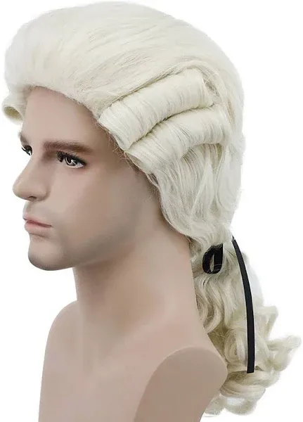 Colonial Wig Man Long Wave White Wig Washington Carnival Costume Cosplay Wig 2025 - $15.99