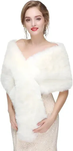 Decahome Women's Faux Fur Stole Bridal Wedding