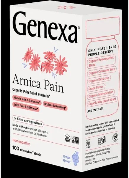 Genexa Arnica Advantage Organic Pain Relief Chewable Tablets