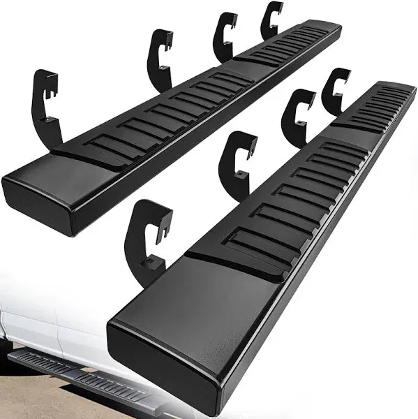 Polished 6 Inch Aluminum Running Boards for 2007-2021 Crewmax Cab, Black Coated