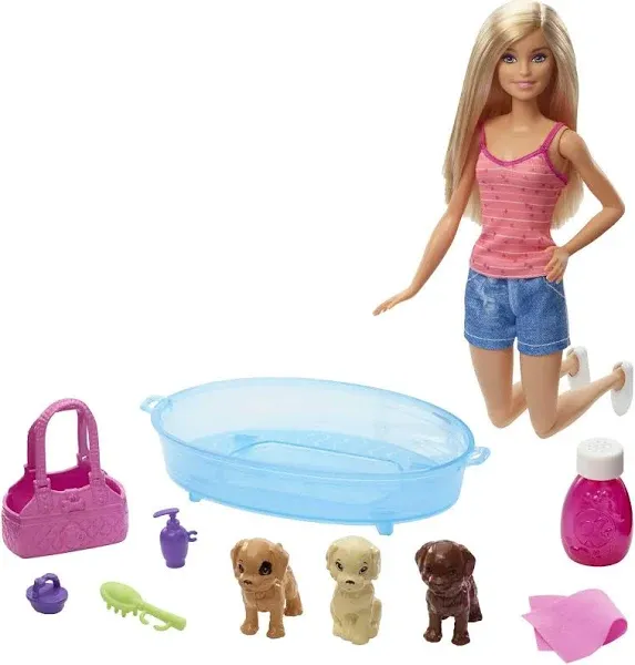 Barbie and Puppy Bath Time Playset