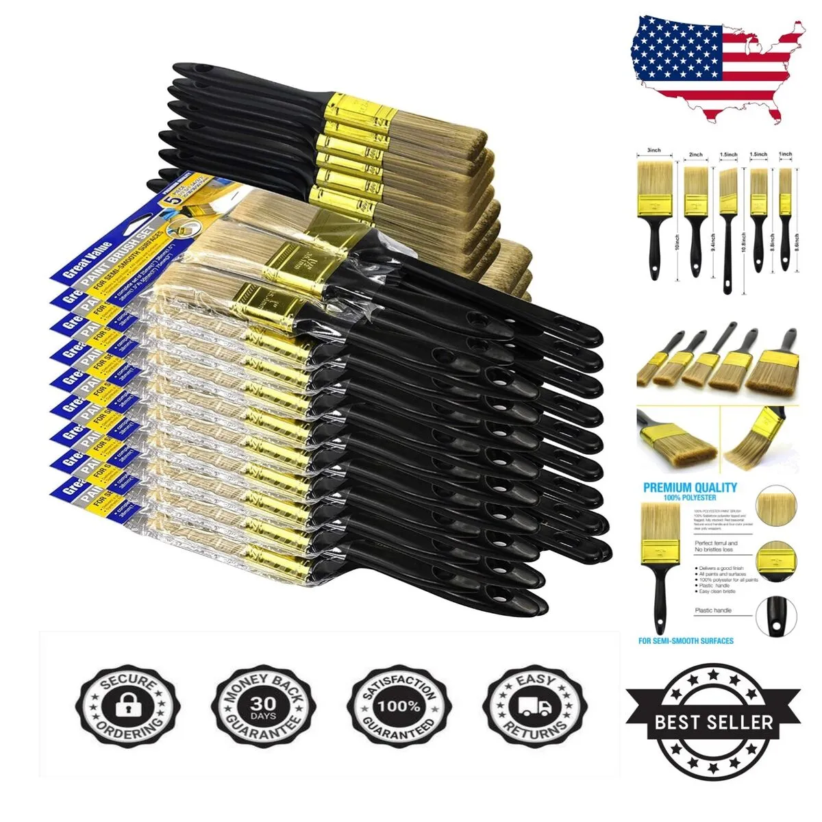 Great Value 30 Piece Multi-use Paint Brush Set