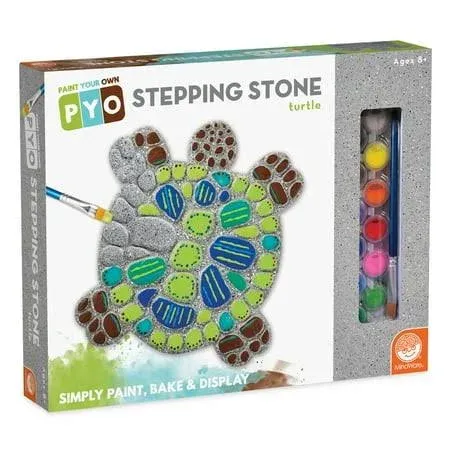 MindWare Paint Your Own Stepping Stone: Turtle - Paint Your Own Stepping Stones for Kids Craft Kit Includes Paint, Brushes and Instructions