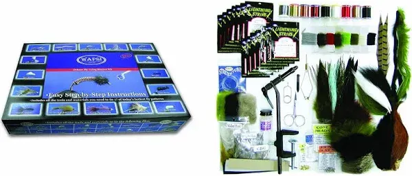 Wapsi Deluxe Fly Tying Starter Kit with Handbook Includes Vise and Tools