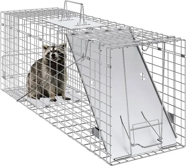 Vevor Humane Live Trap Cage 31 x 10 x 12&#034; Foldable Galvanized Iron with Handle