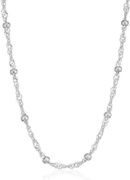 Amazon Essentials Sterling Silver Singapore Bead Chain Station Necklace (previously Amazon Collection)