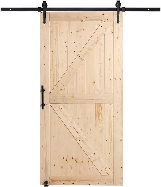 VEVOR Barn Door and Hardware Kit, 42&#034; x 84&#034; Wood Sliding Barn Door, Smoothly and