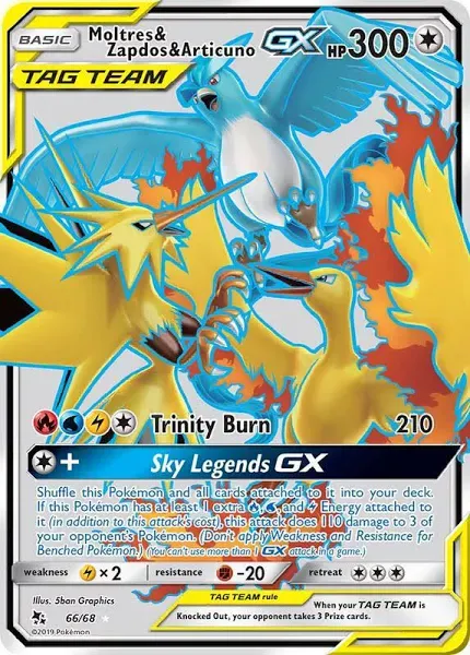 Hidden Fates #66/68 Moltres &amp; Zapdos &amp; Articuno GX (Full Art)