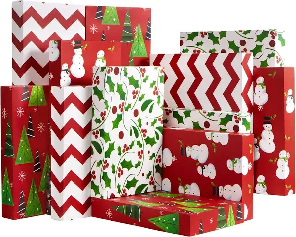 JOYIN 12 Pcs 17" x 11" x 2.5" Christmas Wrap Boxes