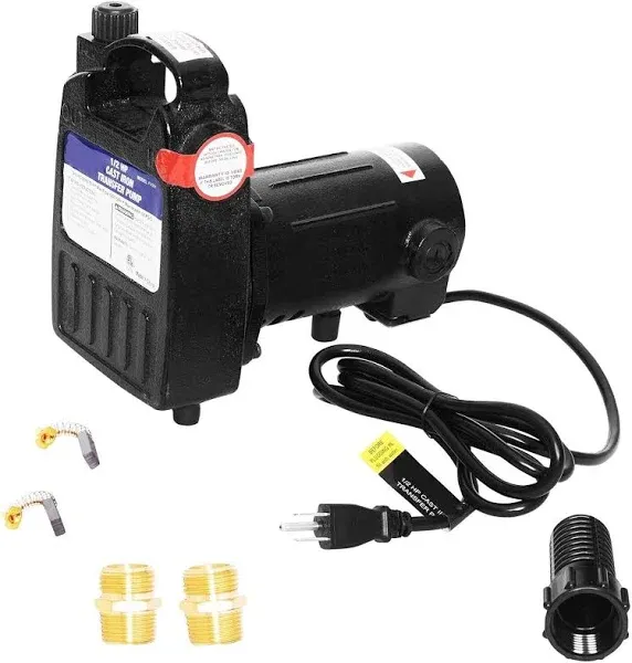 Water Transfer Pump 115V 1/2 HP 1500 GPH High Pressure Transfer Pump With Suc...