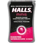 Halls Minis Watermelon Sugar Free Cough Srops - 24 Count