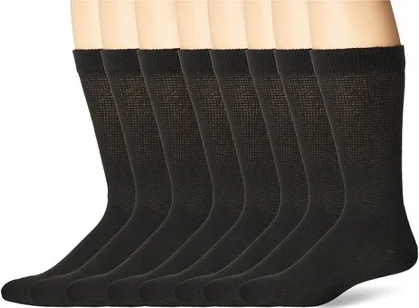 Medipeds Men's Extra Wide Non-Binding Top Crew Socks with Coolmax Fiber 8 Pairs