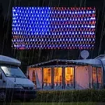 PUHONG American Flag 420 LED String Lights Large USA Flag Outdoor Lights Waterpr