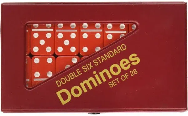 CHH 2408L-RD Double 6 Standard Domino Set with Matching Vinyl Case, Red and White