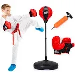 Costway Kids Punching Bag w/Adjustable Stand Boxing Gloves Boxing Set, Red