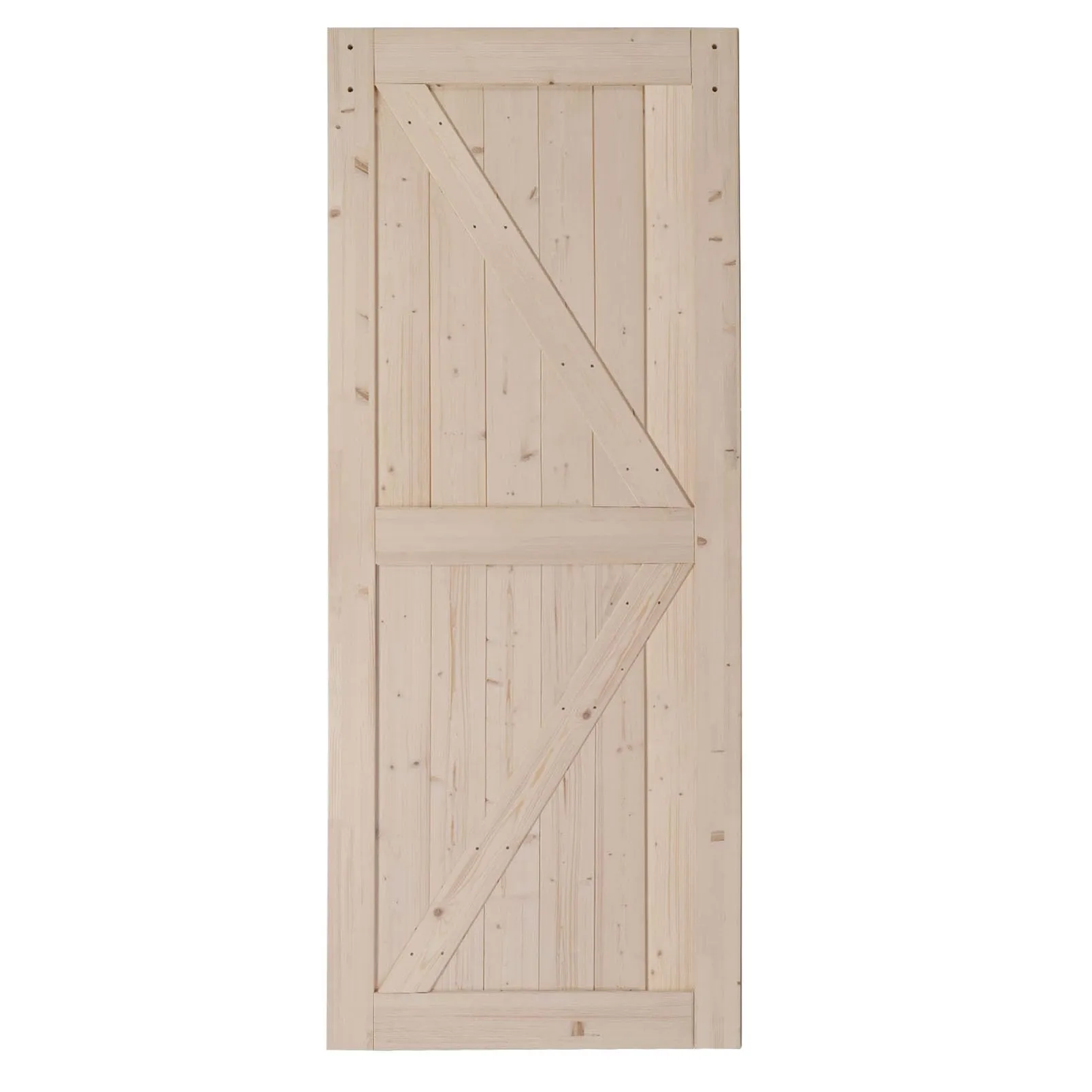 36 in x 84 in Sliding Barn Door,K Frame,Unfinished Interior Solid Spruce Wood Door, Assembly Required, DIY, Stainable,Pre-Drilled Ready to Assemble,Without Slide Rails