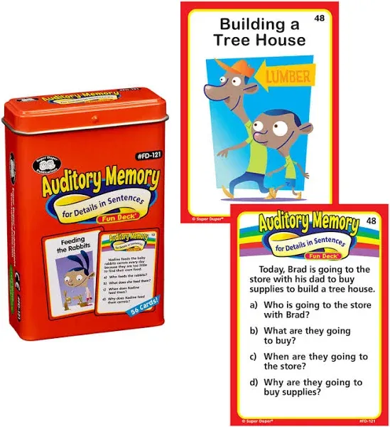 Super Duper Auditory Memory for Details in Sentences Fun Deck