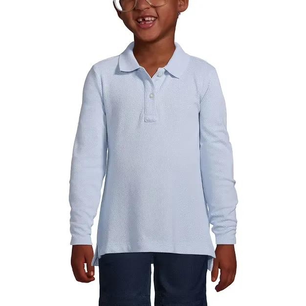 Lands' End School Uniform Girls Long Sleeve Feminine Fit Mesh Polo Shirt