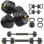 FEIERDUN Adjustable Dumbbells, 40/60/90lbs Free Weight Set with 4 Modes, Used as Barbell, Kettlebells, Push up Stand, Fitness Exercises for Home Gym Suitable Men/Women