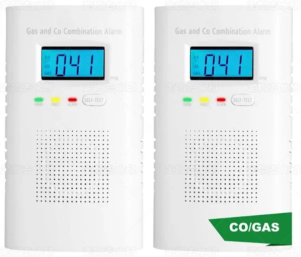 Carbon Monoxide and Natural Gas Detector,Vzmcov 2 Pack Combination Carbon Monoxide and Gas Detector Plug in Type Co and Gas Detector,Propane,Gas