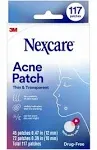 Nexcare Thin and Transparent Acne Patch BA-117, 3x15x12mm+3x24x10mm