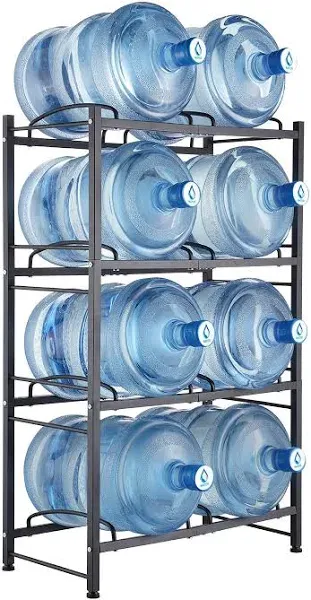 VEVOR 4 Tiers Water Jug Holder Double Row Water Bottle Rack for 8 Bottles Black | VEVOR US