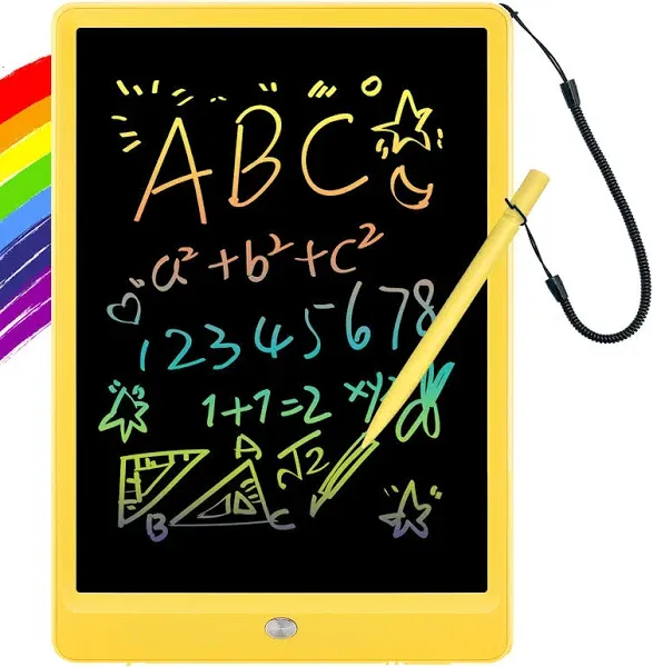 Orsen LCD Writing Tablet 10 inch, Colorful Doodle Board Drawing Tablet, Erasable Reusable Writing Pad, Educational for 3-6 Year Old Girls Boys(Yellow)