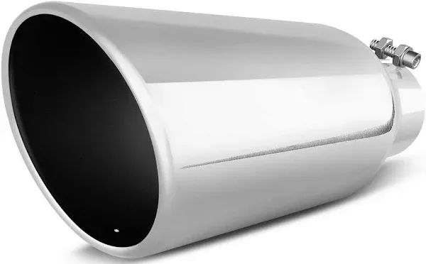 AUTOSAVER88 3 Inch Inlet Exhaust Tip, 3" Inlet 4" Outlet 12" Overall Length Chrome-Plated Finish Stainless Steel Exhaust Tail Tip for 3-Inch Outer Diameter Tailpipe, Bolt/Clamp-On Design, Universal