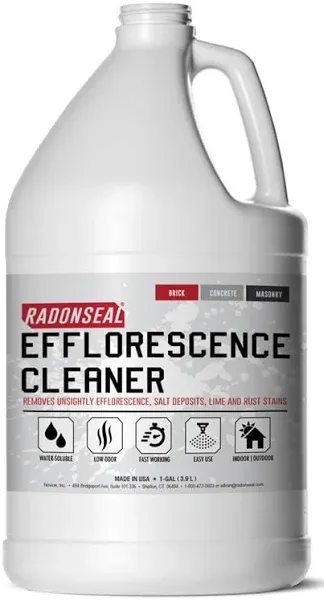 RadonSeal Efflorescence Remover Cleans Efflorescence, Mortar Haze, Lime Deposits, and Rust Stains. No Odor