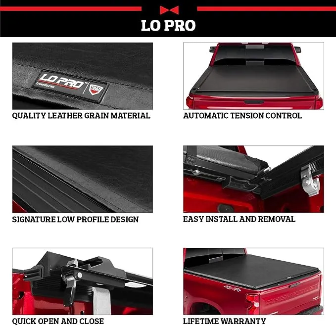 TruXedo Lo Pro Soft Roll Up Truck Bed Tonneau Cover | 556001 | Fits 2016 - 2023 Toyota Tacoma (Excludes Trail Special Edition Storage Boxes) 5' 1" Bed (60.5") , Black