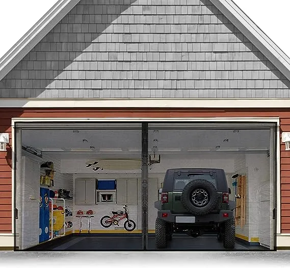 Fego Garage Door Screen for 2 Car 18x7FT, Magnetic Screen Garage with Retractable Fiberglass Mesh and Heavy Duty Weighted Bottom, Eas