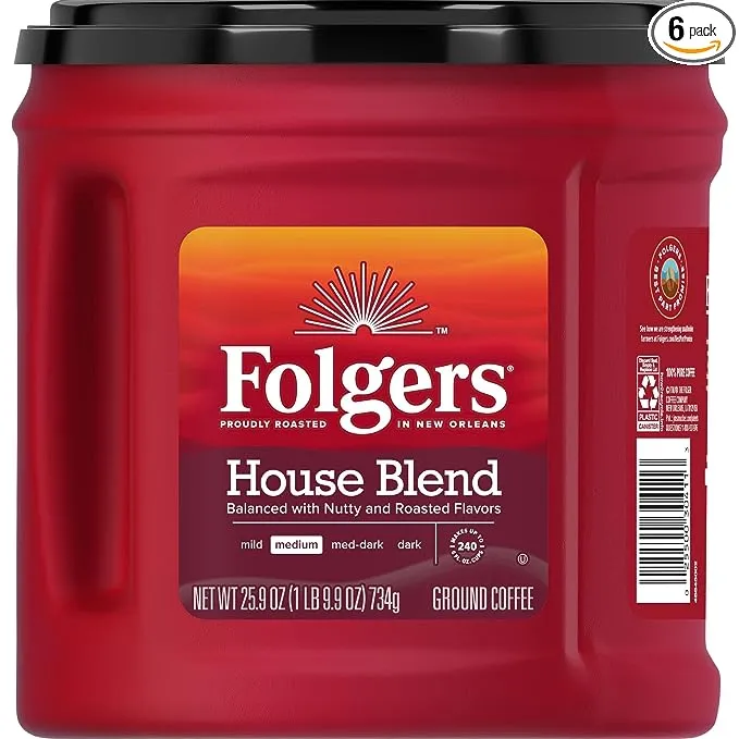 Folgers French Roast Medium Dark Ground Coffee, 9.6 Ounce (Pack of 6) 