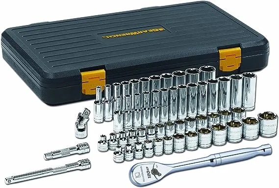 GEARWRENCH 56 Pc. 3/8" Drive 6 Pt. 120XP Mechanics Tool Set, Standard & Deep, SAE/Metric - 80550P