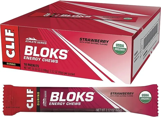 CLIF BLOKS - Strawberry - Energy Chews - 2.12 oz. (18 Count)