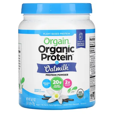 Orgain Organic Vegan Protein Powder + Oat Milk, Chocolate - 20g Plant Based Protein with Milk from Oats, Gluten Free, Dairy Free, Lactose Free, Soy Free, Low Sugar, Non GMO, Kosher - 1.05lb