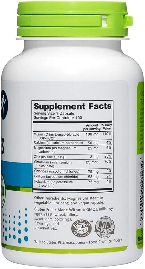 NutriBiotic Essential Electrolytes, 100 Ct Capsules | Supports Increased Performance & Faster Recovery | Pharmaceutical Grade Vitamin C with Electrolytes for Rehydration | Vegan, Gluten-Free & Non-GMO