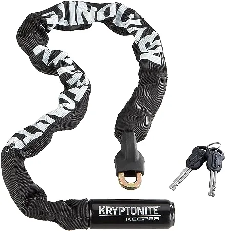 Kryptonite Keeper 785 Bike Chain Lock, 2.8 Feet Long Heavy Duty Anti-Theft Bicycle Chain Lock with Keys for Bike, Motorcycle, Scooter, Bicycle, Door, Gate, Fence,Black