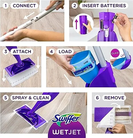 Swiffer WetJet Multi-Purpose Floor Cleaner Solution with Febreze Refill, Lavender Vanilla and Comfort Scent, 1.25 Liter -42.2 Fl Oz (Pack of 2)